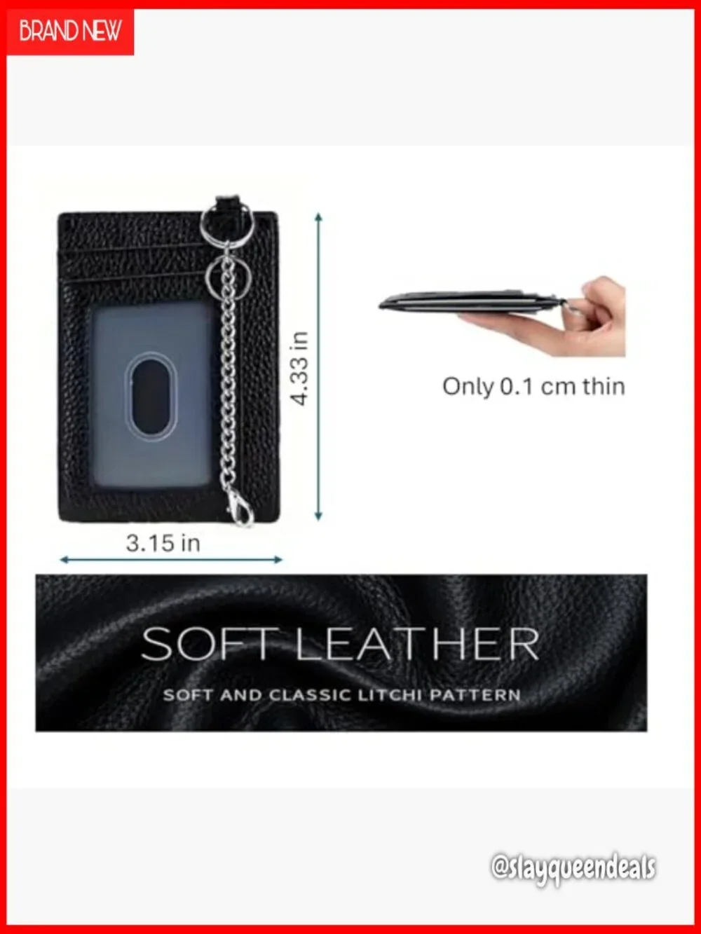 Slim Minimalist Leather Wallet RFID Blocking Card Holder Key Ring